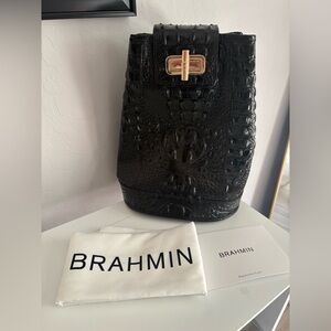 Brahmin backpack maddie black croc new